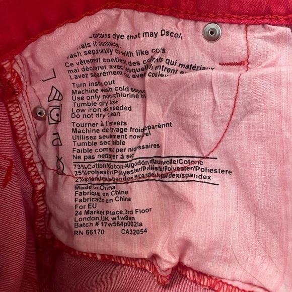 BDG RED CIGARETTE MID RISE JEANS SIZE 29 x 30 - Picture 4 of 6